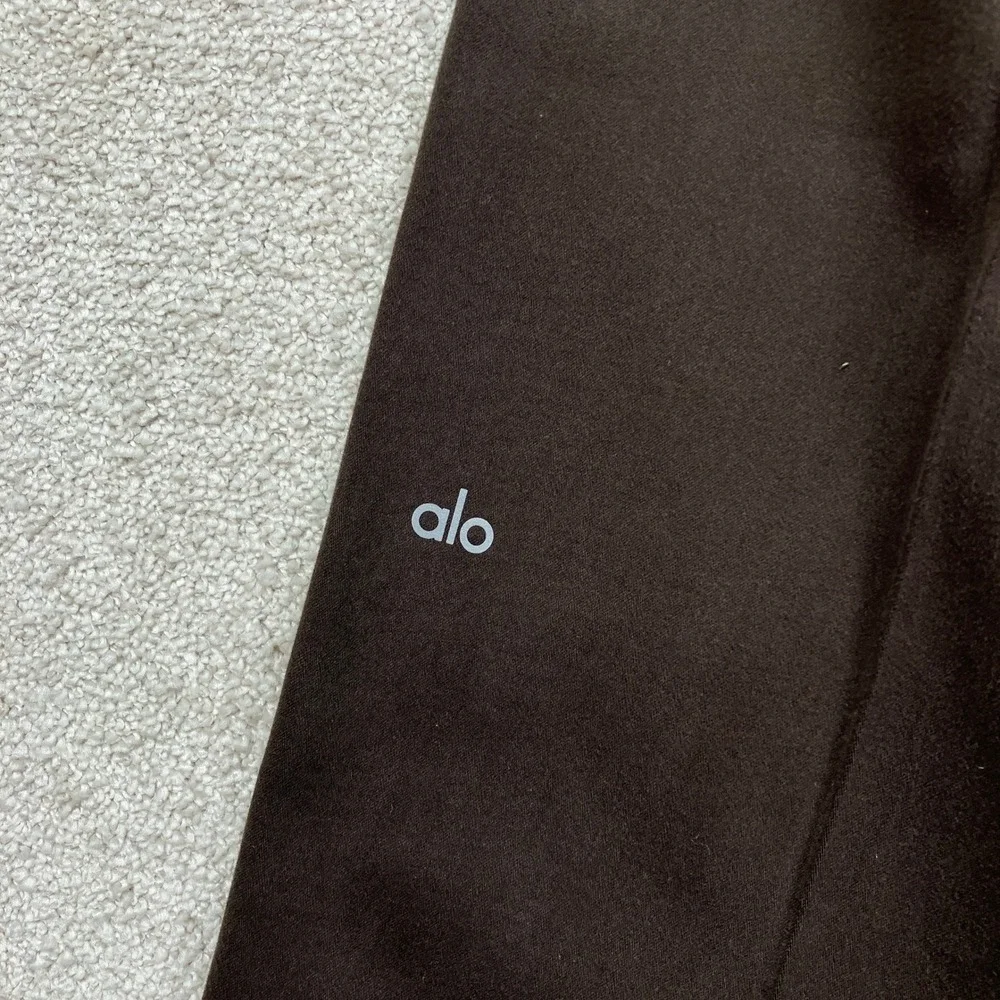 Alo Yoga Women's Wide Leg Trouser Pants Espresso Brown Elastic Back Waist 30x31